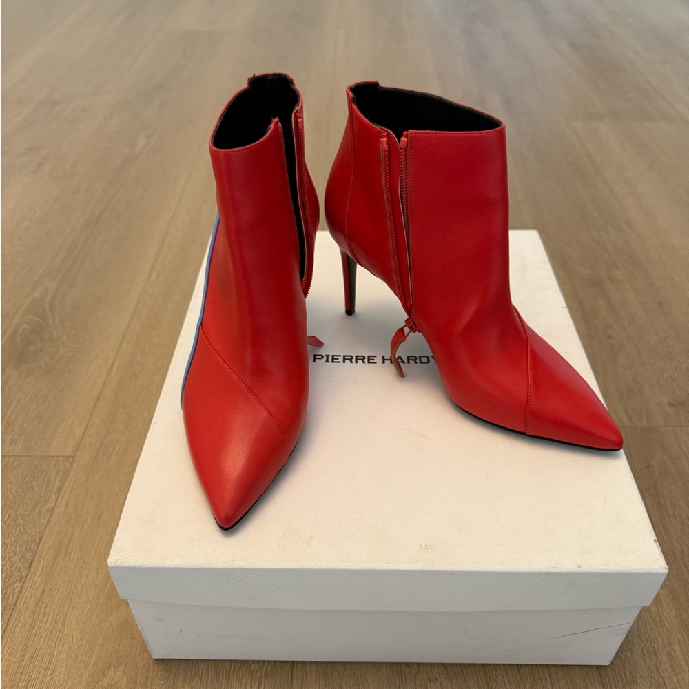 Brand New Pierre Hardy Vibrant Red Ankle Boots
